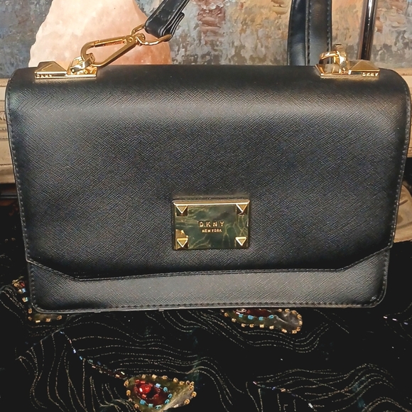 DKNY Black Crossbody Bag with Gold Hardware - Picture 1 of 17